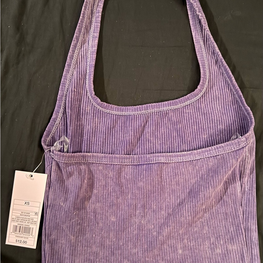 Purple Ribbed halter top - Picture 2 of 2